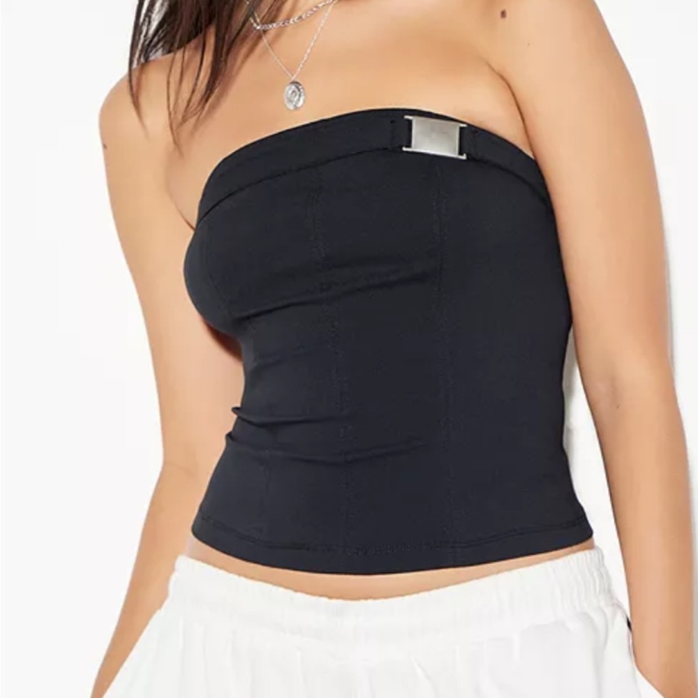 Black Strapless Top with Silver Accent